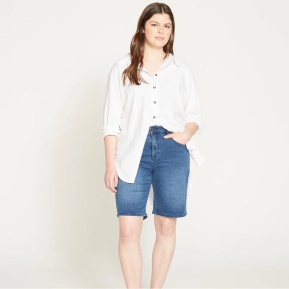 Universal Standard Bae Denim High Waisted Bermuda Shorts Size 14 2022CSP422 - Picture 1 of 16